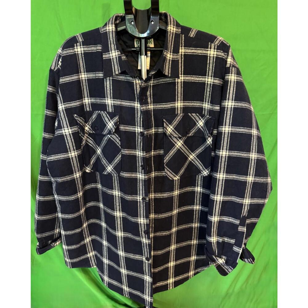 Ozark Trail Vintage Blue Plaid Flannel Quilted Lined Shirt Jacket Men's 3XL